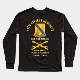 Army - 14th Cavalry Regiment w Cav Br - 1st Squadron - Operation Iraqi Freedom - 2006–2007 - Red Txt X 300 Long Sleeve T-Shirt